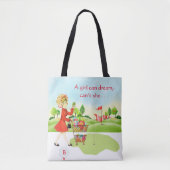 ユーモアスーパーショッピングvsゴルフガールカンドリームトート トートバッグ (正面)