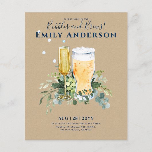 ユーモアバブルnブルズビールシャンパーズブライダルシャワー チラシ (正面)