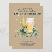 ユーモアバブルnブルズビールシャンパーズブライダルシャワー 招待状 (正面/裏面)