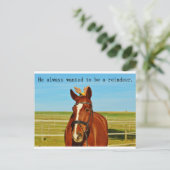 ユーモアホースおもしろいトナカイのクリスマスクリスマス シーズンポストカード (スタンド正面)