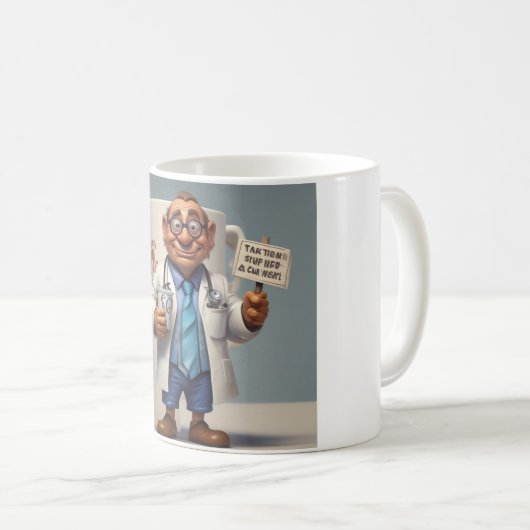 ユーモアマグで癒す：笑いの一服 コーヒーマグカップ (正面右)