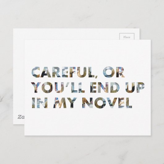 ユーモア名言 注意しないと小説に登場するかも(顔文字あり) ポストカード (正面/裏面)