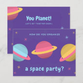 ユーモア名言 - 紫の惑星パーティ ポストカード (正面/裏面)