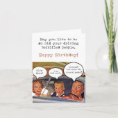 ユーモア大人パパ運転誕生日グリーティングカード サンキューカード (正面)