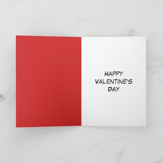 ユーモア引用文スティックマンフェイシャルおもしろいバレンタインデー カード (内部)