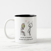 ユーモア引用文フェイシャルおもしろいバレンタインデスティックマン ツートーンマグカップ (左)