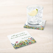 ユーモア引用文、水の色ワイルドフラワー スクエアペーパーコースター (インサイチュ)