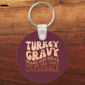 ユーモア感謝七面鳥の肉汁の豆と転が キーホルダー (正面)
