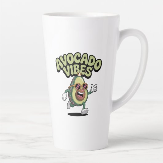 ユーモア満載のアボカド サングラス カフェラテマグ (右)