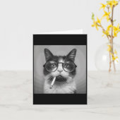 ユーモア満載のグラフィック猫が喫煙する大人向けユーモアグッズ カード (黄色い花)