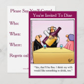 ユーモア満載のディナーパーティー招待状 招待状 (正面/裏面)