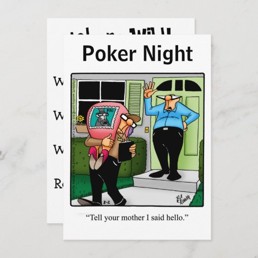 ユーモア満載のポーカー夜の招待状 招待状 (正面/裏面)