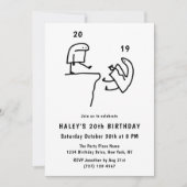 ユーモア満載のミーム シンプル 黒 白 20歳の誕生日 招待状 (正面)