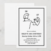 ユーモア満載のミーム 誕生日 おしゃれ 黒 白 28歳誕生日 招待状 (正面/裏面)