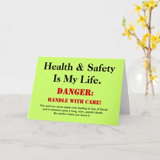 ユーモア満載の健康と安全の標語ジョーク カスタマイズ可能 カード (黄色い花)