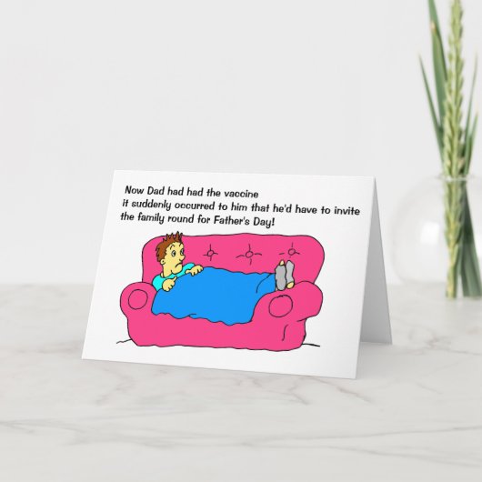 ユーモア満載の父親の日のプレゼント！ ワクチン接種したパパの突然の危機感 カード (正面)