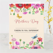 ユーモア溢れるうめきとワインの母の日カード カード (黄色い花)