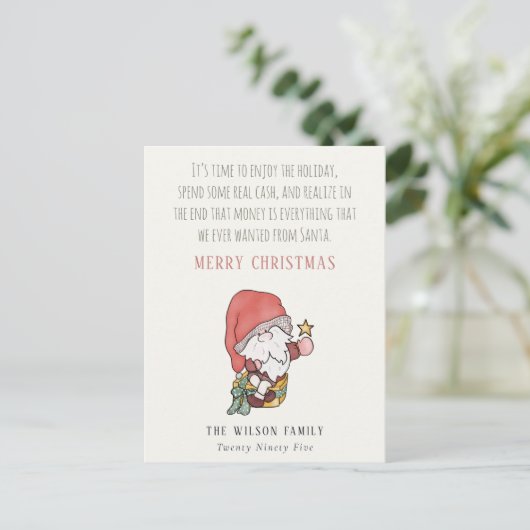 ユーモア溢れるお金の豊かさ サンタのクリスマスメッセージ シーズンポストカード (スタンド正面)