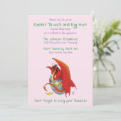 ユーモア溢れるイースターのドラゴン ピンク ファンタジー ホリデー 招待状 (スタンド正面)