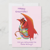 ユーモア溢れるイースターのドラゴン ピンク ファンタジー ホリデー 招待状 (裏面)