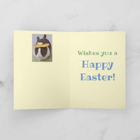 ユーモア溢れるイースターの フラップジャック ウサギ パンケーキ ハット カード (内部)