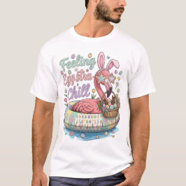 ユーモア溢れるイースターフラミンゴの気分 極上の癒し キュート Tシャツ