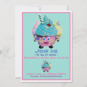 ユーモア溢れるカジュアルな友達と家族のためのケーキとコーヒー 招待状 (裏面)