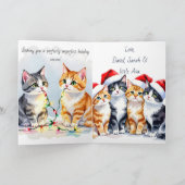 ユーモア溢れるカスタマイズ家族向け水彩ねこクリスマスギフト カード (内部)