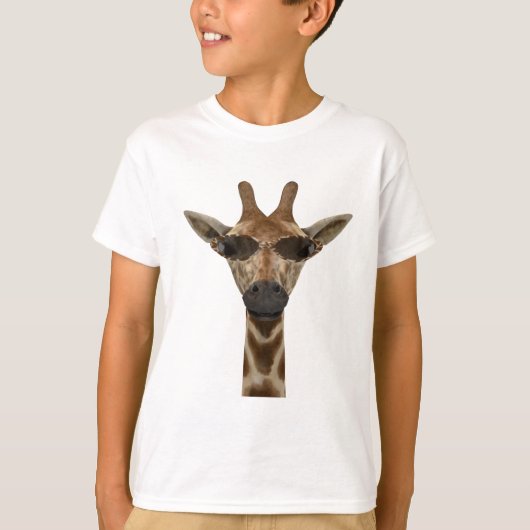 ユーモア溢れるキリン 流行のサングラスで変装 Tシャツ (正面)