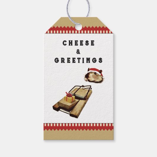 ユーモア溢れるクリスマスのチーズ ギフトタグ (正面)