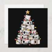 ユーモア溢れるクリスマスのトイレペーパーツリー シーズンカード (正面/裏面)