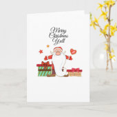 ユーモア溢れるクリスマスプレゼント 南方サンタクロース付き カード (黄色い花)