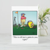 ユーモア溢れるゴルフをテーマにした結婚記念日パーティーの招待状 招待状 (スタンド正面)