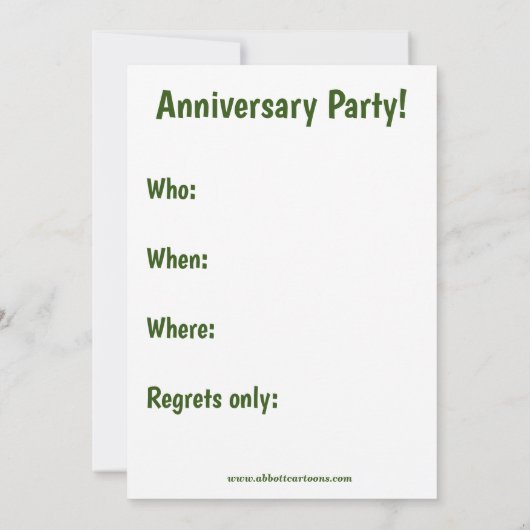 ユーモア溢れるゴルフをテーマにした結婚記念日パーティーの招待状 招待状 (裏面)