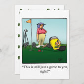 ユーモア溢れるゴルフをテーマにした結婚記念日パーティーの招待状 招待状 (正面/裏面)