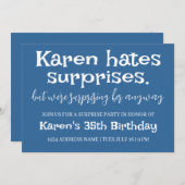 ユーモア溢れるサプライズパーティ 現代的な詳細を追加 招待状 (正面/裏面)