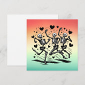 ユーモア溢れるスケルトン バレンタインデー クッション シーズンカード (正面/裏面)