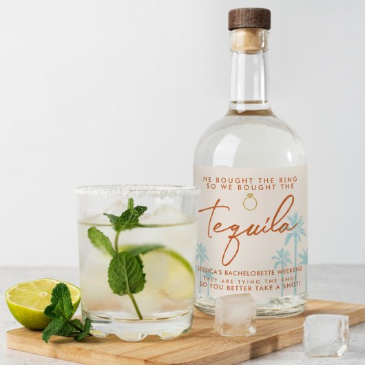 ユーモア溢れるトロピカルな独身最後の週末 リキュールボトルラベル