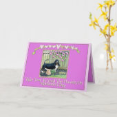 ユーモア溢れるバレンタインデーのカードにバセットと花 カード (黄色い花)