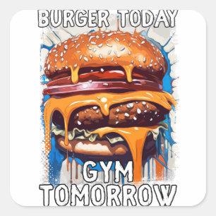 ユーモア溢れるバーガー名言 ヴィンテージ レトロ イラスト スクエアシール