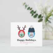 ユーモア溢れるマスクのクリスマスとハヌカのホリデー ポストカード (スタンド正面)