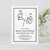 ユーモア溢れるミーム 誕生日 ホワイト 100歳 招待状 (スタンド正面)