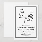 ユーモア溢れるミーム 誕生日 ホワイト 101歳 おもしろ 招待状 (正面/裏面)