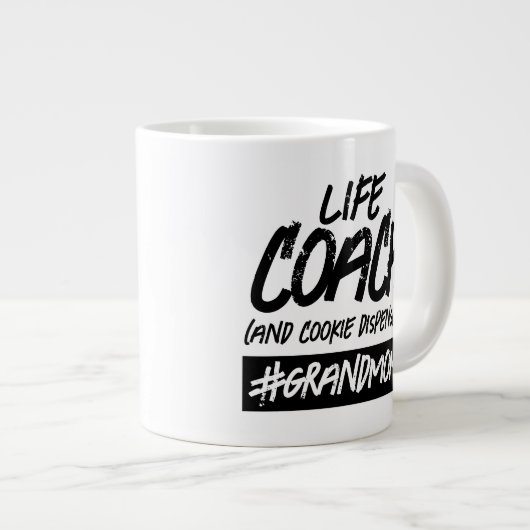 ユーモア溢れるライフコーチ .. ハッシュタグおばあちゃん ジャンボコーヒーマグカップ (正面右)