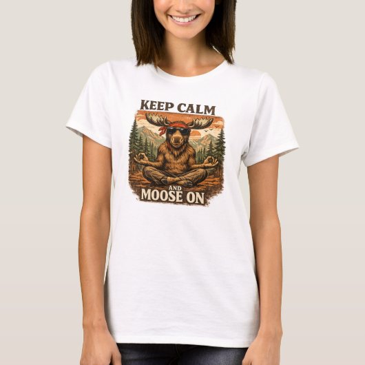 ユーモア溢れるリラックス ムース オン メディテーション Tシャツ (正面)