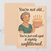 ユーモア溢れるレトロな誕生日カード 女性へ – ヴィンテージ サッシー シーズンカード (正面/裏面)