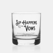 ユーモア溢れるレトロ タイポグラフィ オーダーメイド バチェラーパーティー ウイスキーグラス (正面)