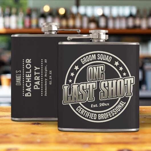 ユーモア溢れるヴィンテージ タイポグラフィ グルームズマン バチェラーパーティー フラスク