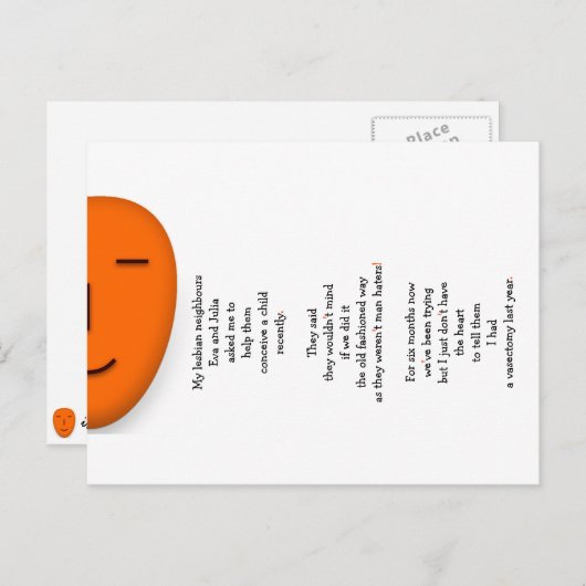 ユーモア溢れる同性愛者の隣人ジョーク ポストカード (正面/裏面)