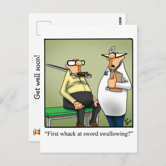 ユーモア溢れる回復おめでとうカード ポストカード (正面/裏面)